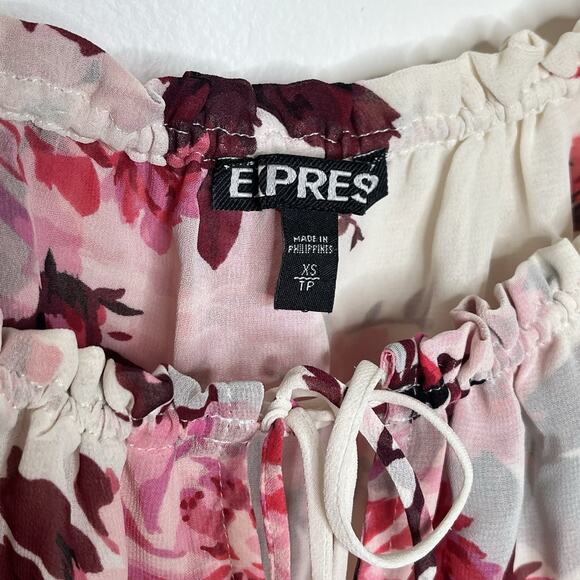 Express Floral Ruffled Chiffon Cami Tank Top Womens XS Coquette Y2K Romantic - Picture 4 of 6